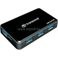 TRANSCEND USB 3.0 HUB 4 portos, külső táppal fekete (TS-HUB3K)