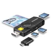 AXAGON CRE-SMP2A USB Smart card & SD/microSD/SIM card PocketReader összecsukható okos kártyaolvasó (CRE-SMP2A)