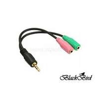 BLACKBIRD Átalakító Headset Stereo jack 1x 3.5mm 4 pin male to 2x 3.5mm 3 pin female (CTIA) (BH1262)