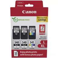 CANON Patron 2x PG-540L Black/ CL-541XL Color Fekete/Színes multipakk (2x11ml/1x15ml) + Fotópapír (5224B015)