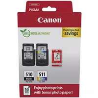 CANON Patron PG-510BK/ CL-511Color Fekete/Színes multipakk (2x9ml) + Fotópapír (2970B017)