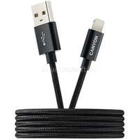 CANYON CFI-3, Lightning USB Cable for Apple, braided, metallic shell, cable length 1m, Black, 14.9*6.8*1000mm, 0.02kg (CNE-CFI3B)