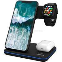 CANYON WS-303, 3in1 Wireless charger, with touch button for Running water light, Input 9V/2A, 12V/2A, Output 15W/10W/7.5W/5W, Type c to USB-A cable length 1.2m, 137*103*140mm, 0.195Kg, Black (CNS-WCS303B)