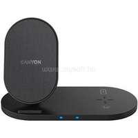CANYON WS-202 2in1 Wireless charger, Input 5V/3A, 9V/2.67A, Output 10W/7.5W/5W, Type c cable length 1.2m, PC+ABS,with PU part ,180*86*111.1mm, 0.185Kg,Black (CNS-WCS202B)
