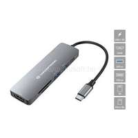 CONCEPTRONIC Notebook Dokkoló - DONN11G (Bemenet: USB-C, Kimenet: HDMI+USB-C PD:60W+USB-A 3.0+2.0, ezüst) (DONN11G)