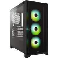 CORSAIR iCUE 4000X RGB Mid-Tower Fekete (Táp nélküli) ablakos ATX/mATX ház (CC-9011204-WW)