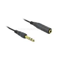 DELOCK 85938 2m sztereó jack 6,35mm 3 pin apa/anya fekete csavartkábel meghosszabbítás (DL85938)