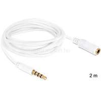 DELOCK Kábel - 84482 (3,5 mm Jack Hosszabbító kábel, apa/anya, iPhone 4 pin, fehér, 2m) (DL84482)