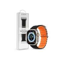 DEVIA APPLE WATCH SZILIKON SPORT SZÍJ - DELUXE SERIES SPORT6 SILICONE TWO-TONE WATCH BAND - 38/40/41 MM (fekete-narancssárga) (ST381591)