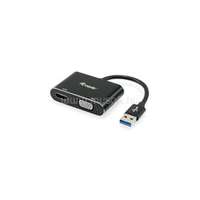 EQUIP Átalakító Kábel - 133386 (USB3.0 - VGA+HDMI, apa/anya, 1920x1080/60Hz, fekete) (EQUIP_133386)
