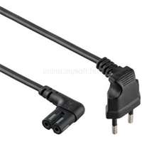 GEMBIRD 230V villásdugó CEE 7/16 -> C7 M/F tápkábel 1m fekete 90°*/90° (PC-184L)