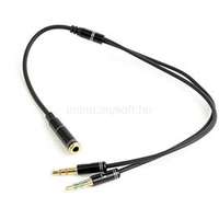 GEMBIRD 2db Jack stereo 3,5mm -> Jack stereo 3,5mm (4pin) M/F adapter 0.1m fekete (CCA-418M)
