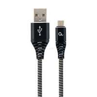 GEMBIRD CC-USB2B-AMmBM-2M-BW Premium cotton braided Micro-USB charging and data cable 2m black/white (CC-USB2B-AMMBM-2M-BW)