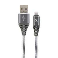 GEMBIRD USB-A 2.0 -> Lightning M/M adatkábel 2m fekete-fehér Premium (CC-USB2B-AMLM-2M-WB2)