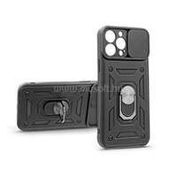 HAFFNER PT-6757 iPhone 13 Pro Max ütésálló fekete műanyag hátlap gyűrűvel és kameravédővel (PT-6757)