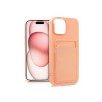 HAFFNER PT-6852 Apple iPhone 15 Card Case pink szilikon hátlap kártyatartóval (PT-6852)