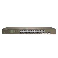 IP-COM Switch - F1026F (24 port 100Mbps + 2 port 1Gbps SFP; 1U fém ház, rackbe szerelhető) (IP-COM_F1026F)