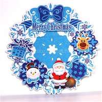 IRIS 3D karácsonyi koszorú mintás/39x39cm karton/kék dekoráció (IRIS_020-04)