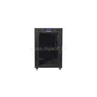 LANBERG 19" szabadon álló rack szekrény 15U/600X800 üvegajtó, lapraszerelt, LCD kijelző, fekete V2 (FF01-6815-12BL)