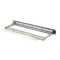 LANBERG Üres patch panel 24 port 1U 19" FTP, árnyékolt, tehermentesítővel, fekete (PPKS-0924-B)