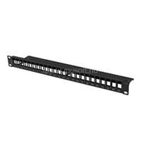 LANBERG Üres patch panel 24 port 1U 19" tehermentesítővel, fekete (PPKS-1024-B)