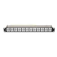LANBERG Üres patch panel 48 port 1U 19" FTP, árnyékolt, tehermentesítővel (fekete) (PPKS-1248-B)