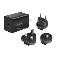 LOGILINK USB utazási töltő, GaN, 2 port, USB-AF és USB-CF, 30 W, PD-vel (LOGILINK_PA0301)