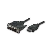 MANHATTAN Kábel - HDMI to DVI ( 3m; HDMI 19 pin - DVI-D Dual Link, Fekete) (MANHATTAN_372510)