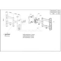 MANHATTAN TV állvány - Fali, dönthető, forgatható, TV állvány Fekete (max.VESA:100x100)(13"-27"-ig) (MANHATTAN_461382)
