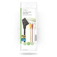 NEDIS CVGP31130BK10 SCART kábel, 3x RCA apa Nikkelezett, Kapcsolható, 480p, 1,00 m, kerek, PVC, Fekete (CVGP31130BK10)