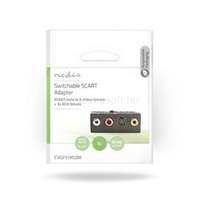 NEDIS CVGP31902BK SCART adapter, SCART apa| S-Video anya / 3x RCA anya, Nikkelezett, Kapcsolható, ABS, Fekete, 1 db (CVGP31902BK)