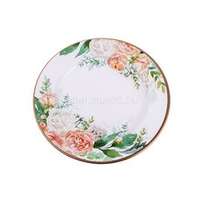 QX IMPEX KFT IRIS bádog tálca, kör alakú, virág mintás, metál, rosegold 33 x 1,5 cm (QX_IMPEX_KFT_081129)