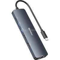 SANDBERG Notebook Dokkoló - USB-C 8K Display Dock (Bemenet: USB-C; Kimenet: HDMI+DP+2xUSB-A3.0+USB-C+RJ45; 8K/30Hz) (SANDBERG_136-43)