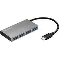 SANDBERG USB-C to 4xUSB3.0 Pocket Hub USB Hub (ezüst; USB-C bemenet; 4port USB3.0 kimenet, aluminium) (SANDBERG_136-20)