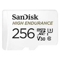 SANDISK MicroSD kártya - 256GB microSDXC High Endurance (100 MB/s, Class 10 U3, V30) + adapter (SANDISK_183568)