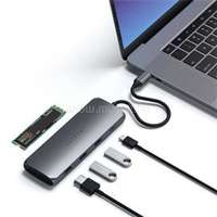 SATECHI Aluminium USB-C Hybrid Multiport adapter (SSD Enclosure, HDMI 4K, 2 x USB-A 3.1 Ge 2 up to 10 Gbps, szürke) (ST-UCHSEM)