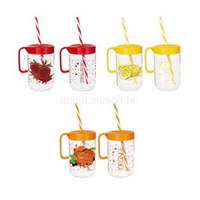 SOLMAZER IRIS mintás bögre szívószállal 660ml, citrom, eper vagy narancs minta 111765-000 (111765-000)