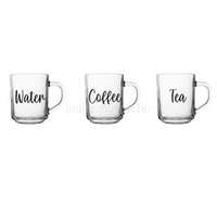 SOLMAZER IRIS mintás üveg bögre 246ml, Water, Coffee vagy Tea felirattal 131563-008 (131563-008)