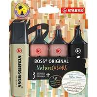 STABILO BOSS ORIGINAL NatureCOLORS 4 db-os (sárzöld, vörösbarna, sötétbarna, fekete) szövegkiemelő készlet (STABILO_70/4-2-3)