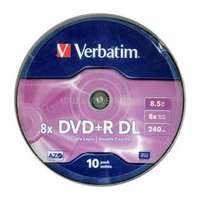VERBATIM DVD+R írható két rétegű DVD lemez 8,5GB 10db hengeres (VERBATIM_43666)