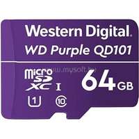 WESTERN DIGITAL MicroSD kártya - 64GB (microSDHC, SDA 6.0, 24/7 működtetés, Purple) (WDD064G1P0C)