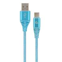 Gembird Gembird CC-USB2B-AMCM-1M-VW Premium cotton braided Type-C USB charging and data cable 1m Turquoise Blue/White
