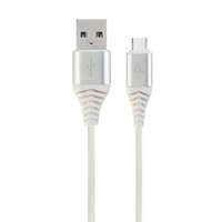 Gembird Gembird CC-USB2B-AMCM-2M-BW2 Premium cotton braided Type-C USB charging and data cable 2m Silver/White