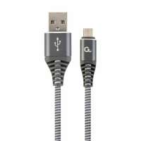 Gembird Gembird CC-USB2B-AMmBM-1M-WB2 Premium cotton braided microUSB charging and data cable 1m Space Grey/White
