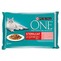PURINA ONE Sterilcat Mini Filé szószban, Lazaccal és Sárgarépával 4x85g