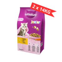 Whiskas szárazeledel 2x14kg junior csirkés
