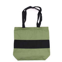 Két Színű Pamutvászon Táska - 38x42x12cm - Zöld és Fekete - 10oz