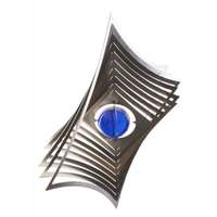 GREEN ENERGY LTD 3D fém szélforgó kör rozsdamentes acélból 19x19 cm széljáték kék gyöngy betét