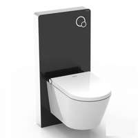 Rocaw Komplett WC és bidé prémium WC tartállyal fekete színben üveg borítással luxus kivitel