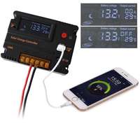 JVS Extra tudású 10A napelem töltésszabályzó Bemenet max 55V kimenet 12V + 5V USB aljzat, LCD kijelző